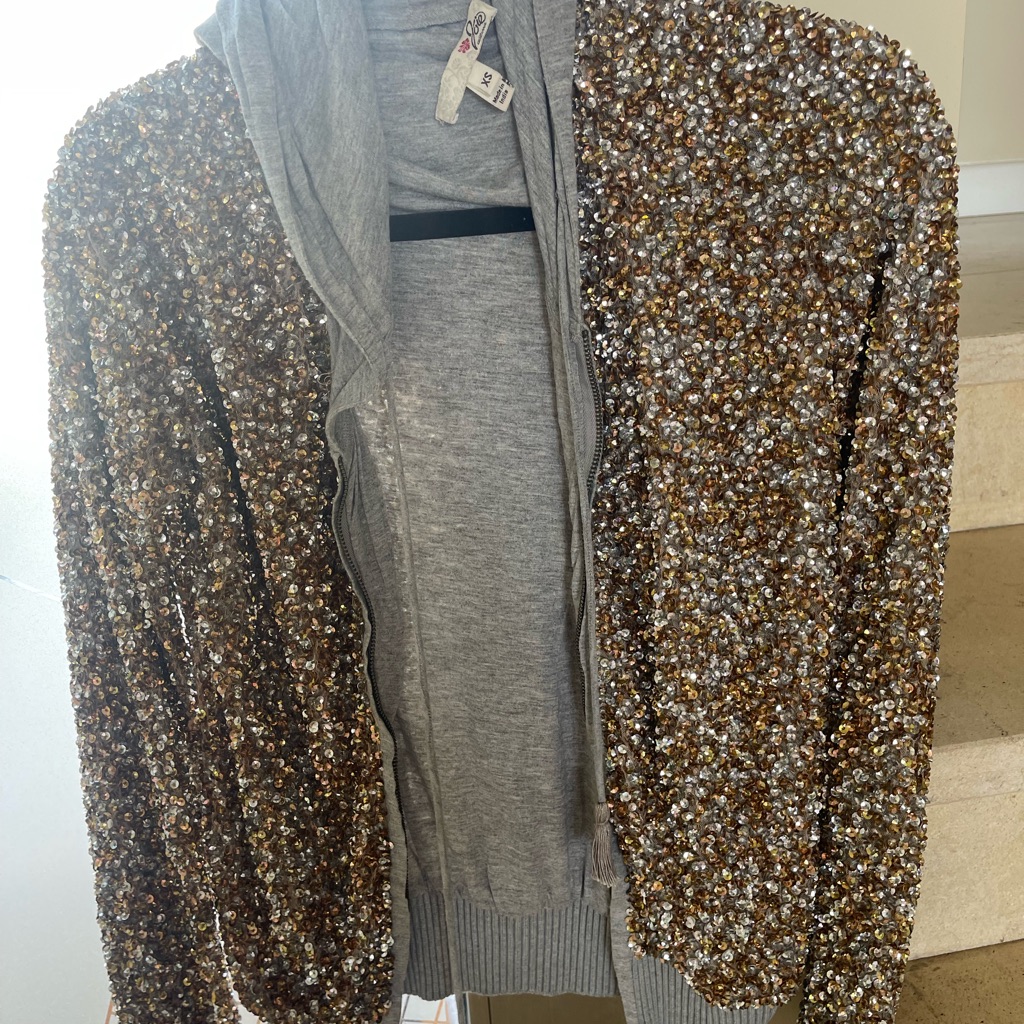 Vintage Elegant Grey Sparkling Beaded Joie Jacket